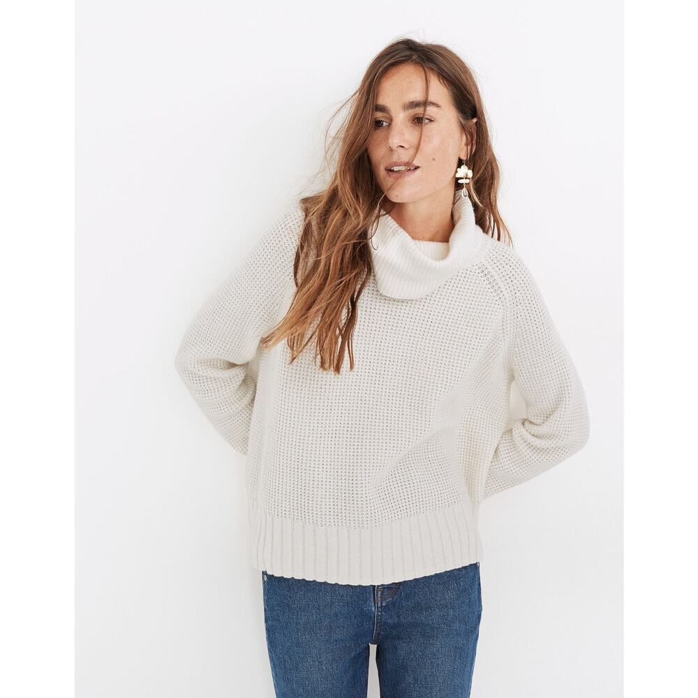 Madewell Eastbrook Turtleneck Cross-Back Sweater in Cotton-Merino Yarn Medium